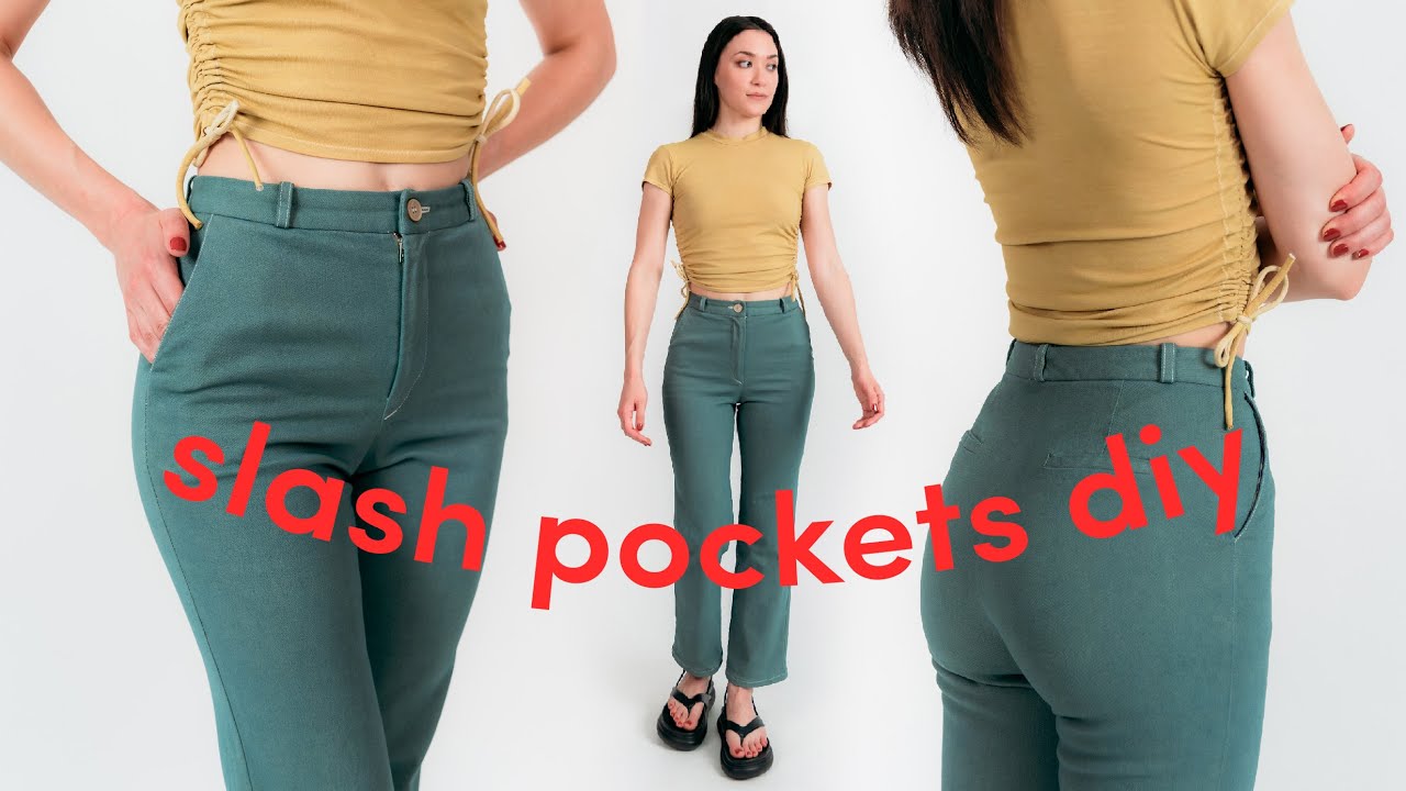 DIY Easy Pockets Tutorial  Slash Pocket Cutting & Stitching 