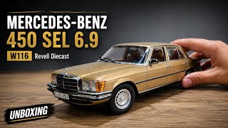 Unboxing 1/18 Scale Mercedes-Benz 450 SEL 6.9 W116 Diecast Model Car by Revell