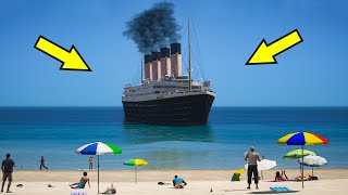 GTA 5 Titanic Crashing Into Shore (Captain Didn't Have Time to Stop Titanic) GTA V Ship Crash screenshot 4