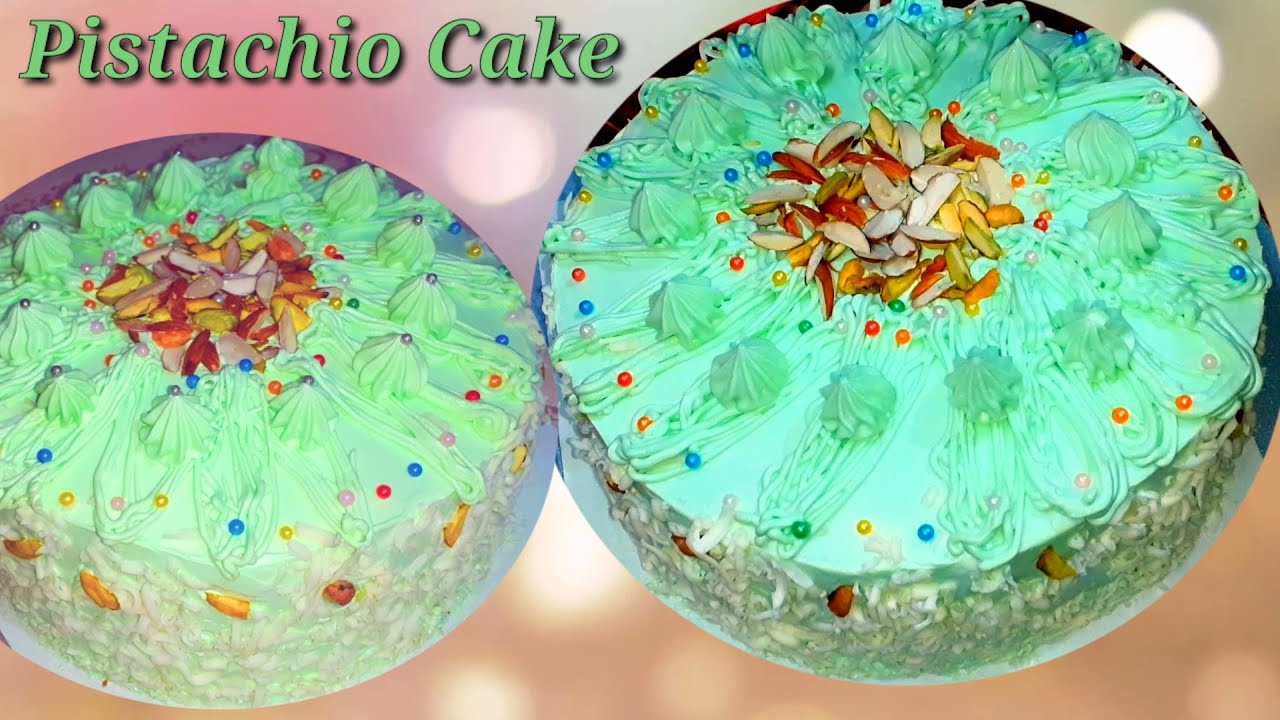 Pistachio chocolate nuts cake//1kg Pista cake//simple cake designs//manaz kitchen