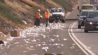 Huge Toilet Paper Spill Shuts Down Highway 41 In Fresno