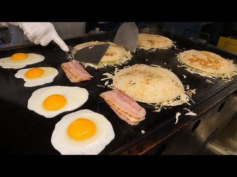 tortilla de tocino y huevo frito - comida callejera coreana