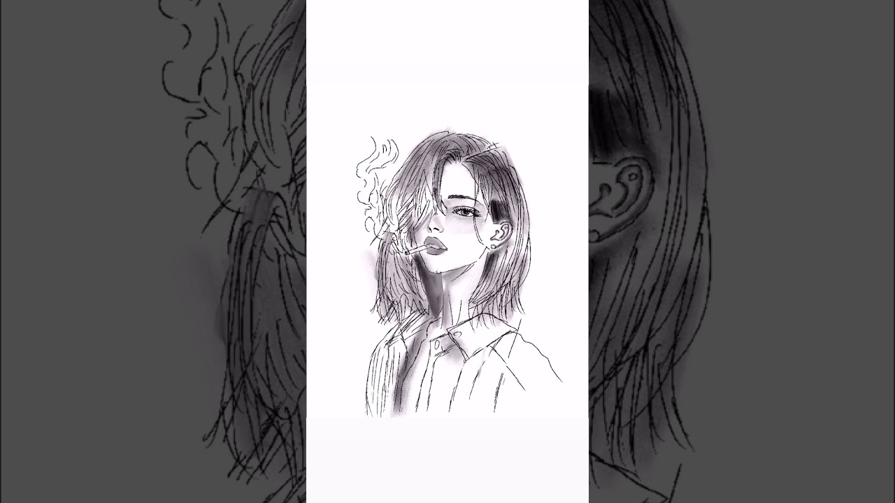 Smoky Cinnamon Girl Sketch on Procreate 🖤✨ | Aesthetic Digital Art