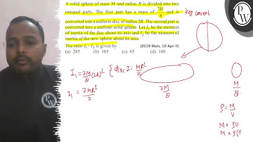 A solid sphere of mass \( M \) and radius \( R \) is divided into t...