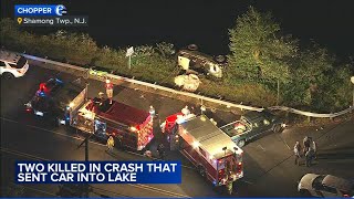 2 killed after car collides with pickup truck, ends up in lake in Shamong Township