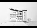 How to draw a house in one point perspective