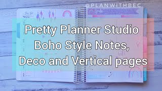 Pretty Planner Studio | Boho Style Vertical, Deco and notes pages | Whistle and Birch | Study layout
