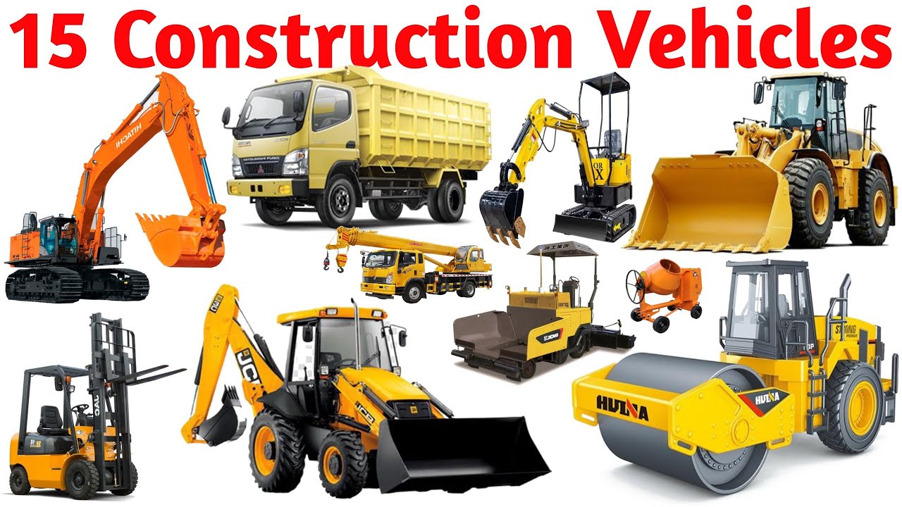 Construction Vehicles for Kids 🚧 | Excavator, Dump Truck, Crane & More | Learn Construction Machines