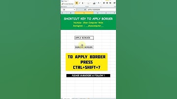 Excel Shortcut Keys | Shortcut Key to Apply Border in Excel #shorts #excel