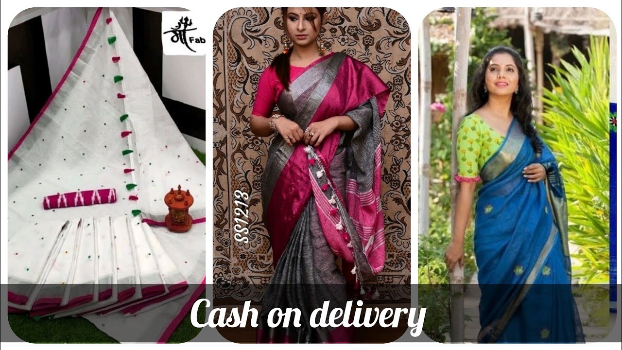 Latest Linen Sarees Collection 2021 | Cash On Delivery Sarees |