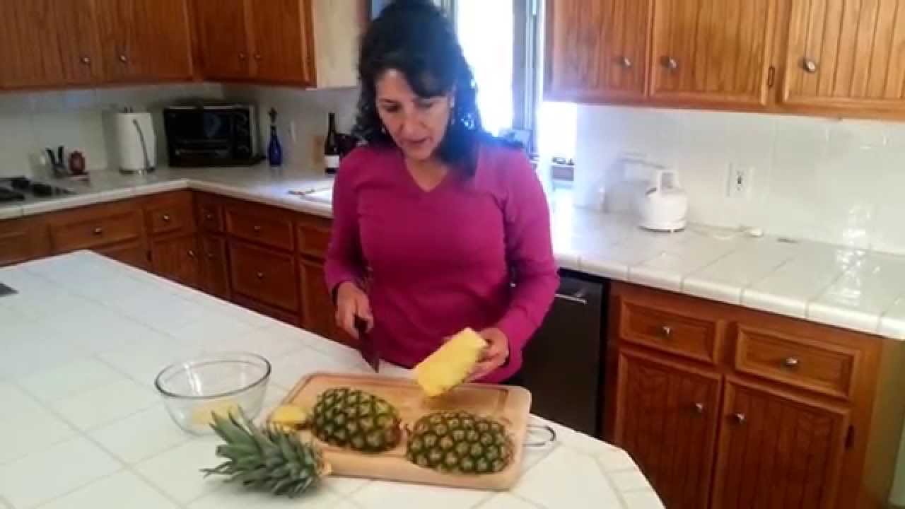 Easy Trick To Cut A Pineapple Into Bite Size Chunks, How To YouTube