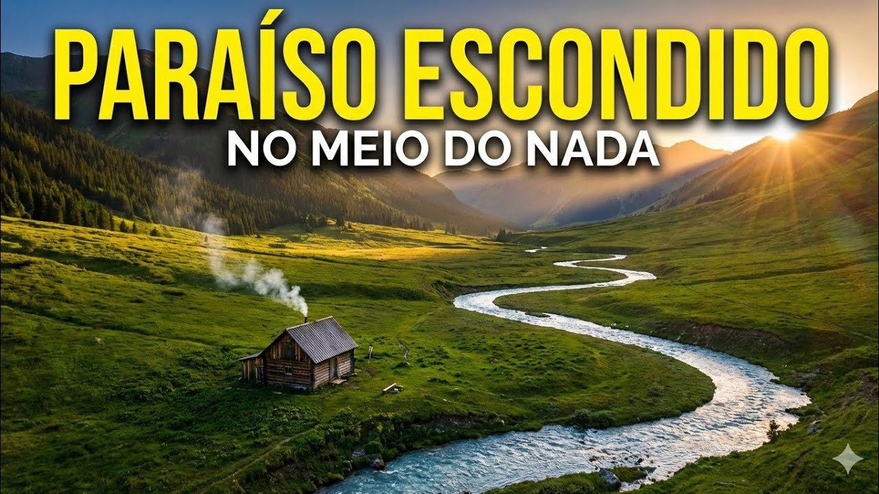 UMA CASINHA ISOLADA AO LADO UM PEDRADA GIGANTE E UM RIO MISTERIOSO 