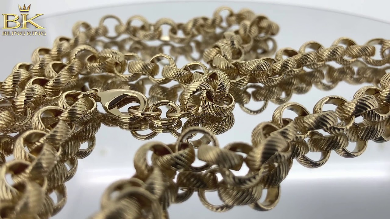 8mm Gold Lined Pattern Belcher Chain | Men's Jewelry Collection | Bling ...