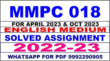 mmpc 18 solved assignment 2023 | mmpc 18 solved assignment in english 2022-2023 | mmpc 18 2023