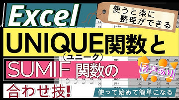 【 Excel UNIQUE関数で整理し SUMIF関数で集計する 】音声あり