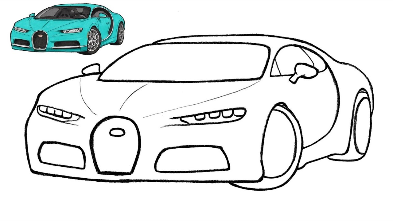 How to Draw Bugatti Chiron Step by Step | Easy Bugatti Car Drawing ...