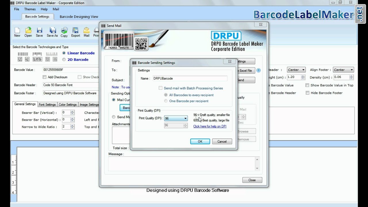 Easy to email created barcode labels using DRPU Barcode Label Design ...