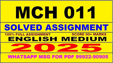 mch 11 solved assignment 2025 | mch 11 solved assignment in english 2024-25 | mch 11 2025
