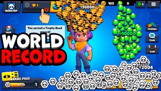 WORLD RECORD! NONSTOP to 50000 TROPHIES Without Collecting TROPHY ROAD Brawl Stars SPEEDRUN