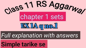 Class 11 RS agarwal ex 1A q no.1 sets  #sets #video