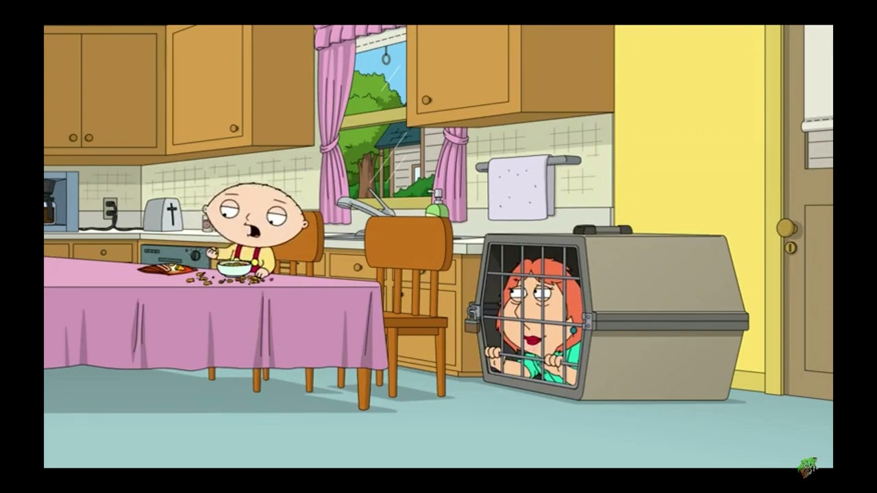 Family Guy Season 20 Lois trapped inside Brian's dog box