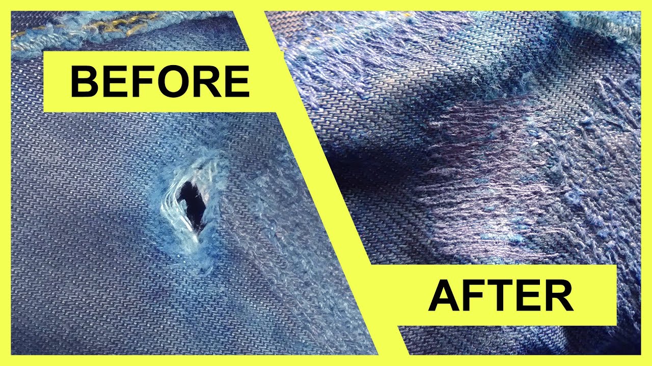 How To Repair Holes in Jeans Thighs | DIY - YouTube