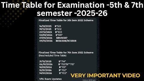 Final Time Table for Examination - 5th & 7th Semester - VTU UNIVERSITY 