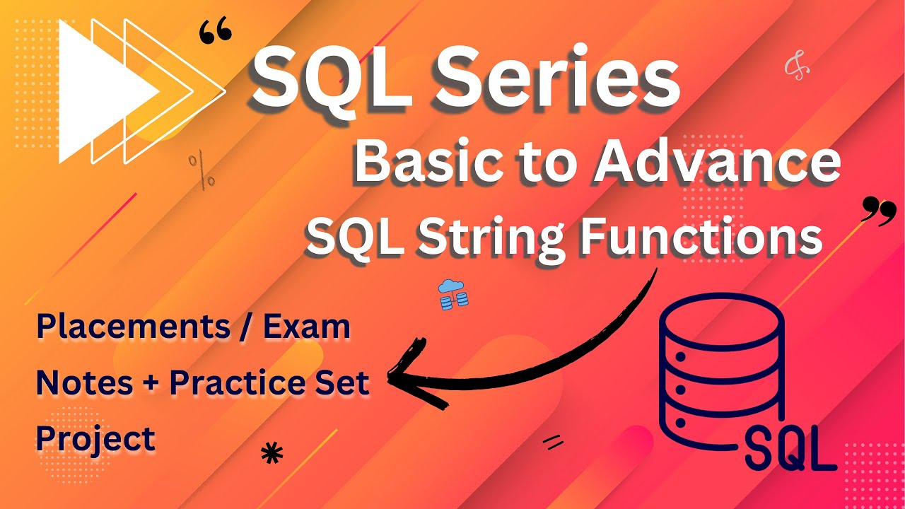 SQL Basic to Advance | L-13 SQL String Functions - YouTube
