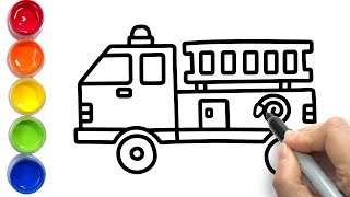 How to Draw a Fire Truck | Step by Step Easy Fire Truck Drawing for Kids | Children Drawing Tutorial