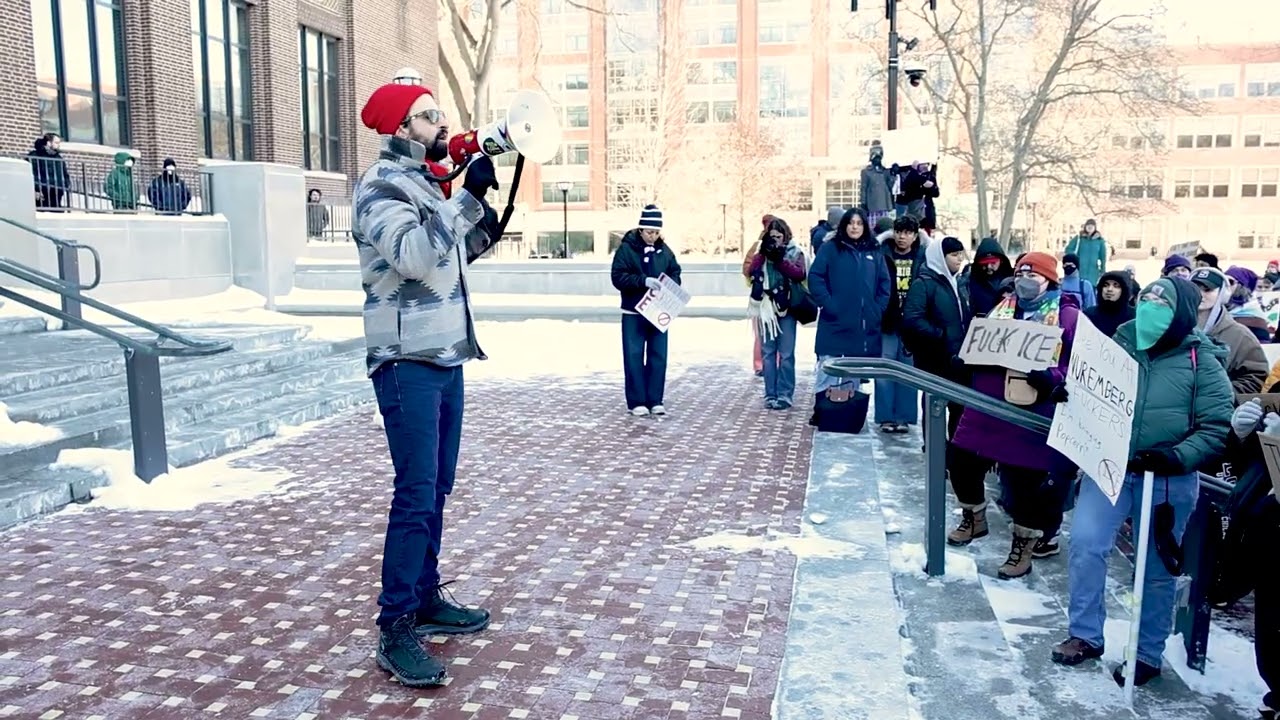 University of Michigan students protest against ICE in Ann Arbor