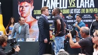 Canelo vs. Lara: Los Angeles press conference & face off video