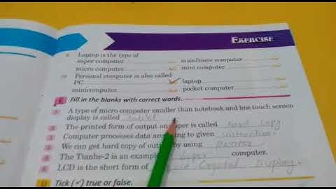 Grade 3 Computer (Unit 2) (Introduction to Computer) (Part II) (Exercise|Q/A) (Sadiq Publishers)