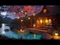 Cozy cottage by the river relaxing stream and night sounds  relaxing ambience 