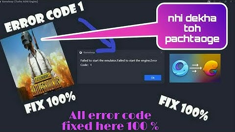 Error code 1 | Fix all the code in this video 100 % | HOW TO FIX  all the codes