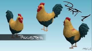[3D][HandPainted] Low poly rooster PART 1 - Modeling
