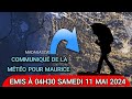Communiqu de la mto pour maurice emis  04h30 samedi 11 mai 2024