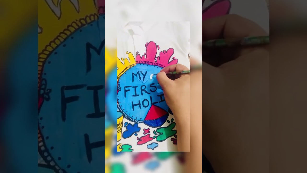 baby's first holi tshirt painting 🎨 #holispecial