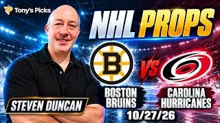 Boston Bruins vs Carolina Hurricanes 10/27/26 NHL Prop Picks