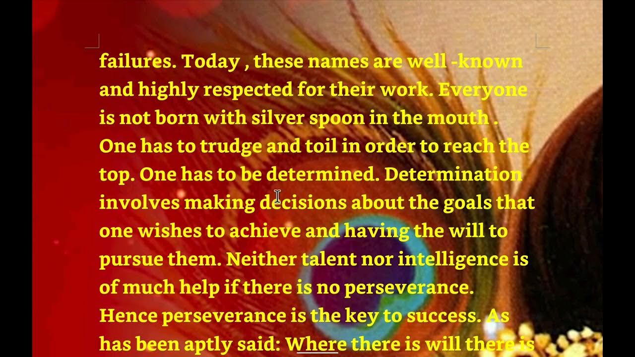 PERSEVERANCE IS THE KEY TO SUCCESS PROVERBS/ EXPANSION OF IDEA hkstudy