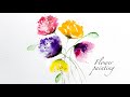 how to draw flower with watercolor . with dry-in-dry method