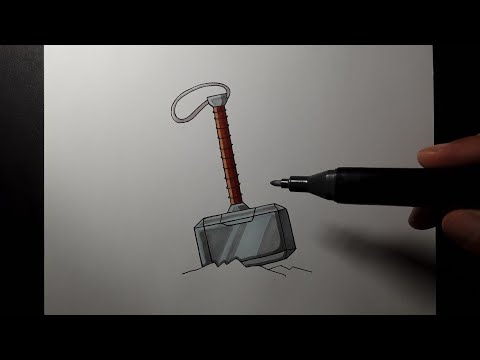 How to draw Thor's Hammer cách vẽ búa thần Mjolnir