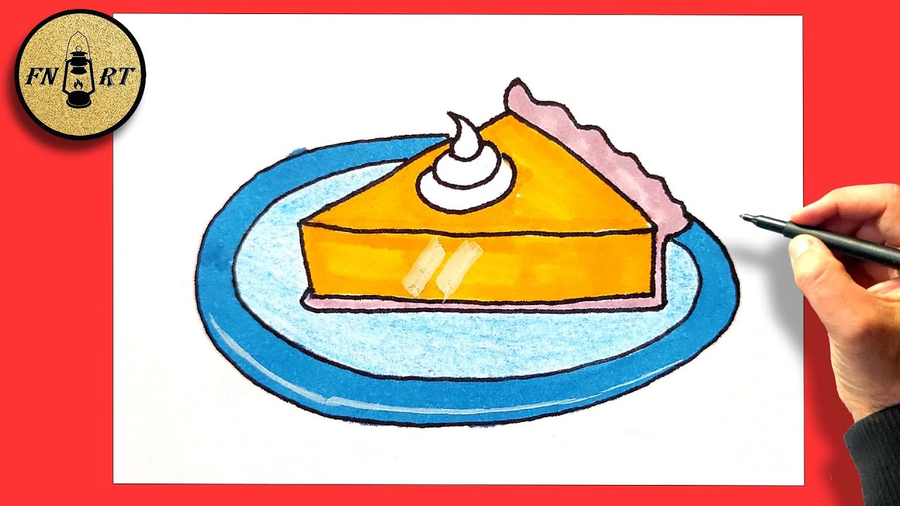 How to draw a pumpkin pie easy step by step - YouTube