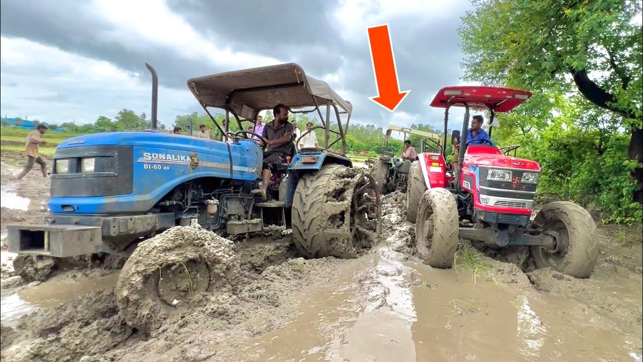 Part-1| John Deere 5310 इतना बुरा फंसा पिछला पहिया ही टूट गया Mahindra Arjun NOVO 4x4 और Sonalika 60
