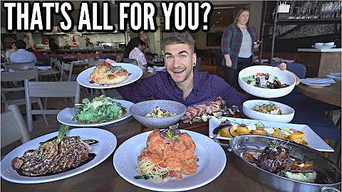 "I BET YOU CAN'T EAT HALF" $250 ITALIAN FOOD CHALLENGE (Menu Challenge) | Seafood, Steak, & Pasta