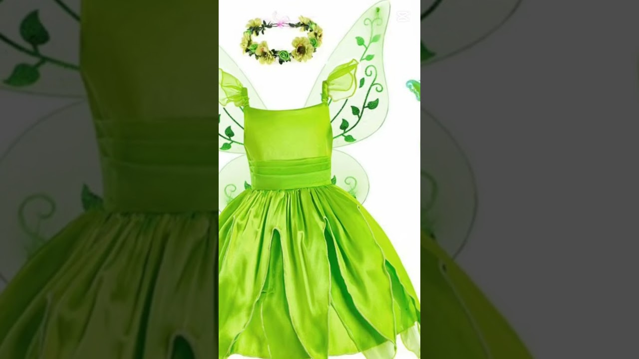 “Girls Flower Fairy Princess Dress with Wings | Tinker Bell Costume for Kids & Halloween Parties”