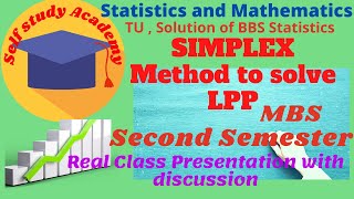 MBS/B.E. | Simplex Method | Solving Linear Programming Problem | Production and Operation Management