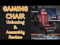 Yaheetech Gaming Chair, Video Game Chair with Massage Lumbar Support & Footrest. Unboxing & Assembly