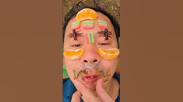 Đồ ăn vặt màu cam🍊, kẹo cầu vồng, món khai vị và bánh ngọt. #kẹo #thức ăn