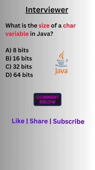 Size of char variable | Variables in java #shorts - YouTube