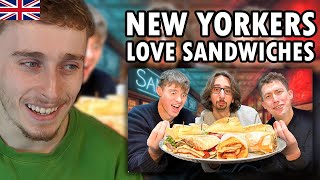 Brit Reacting to Brits try best Deli Sandwich in New York! ft. Cug